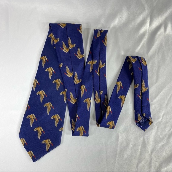 Henry Jacobson Wild Duck Game Men’s Silk Tie - Picture 5 of 5